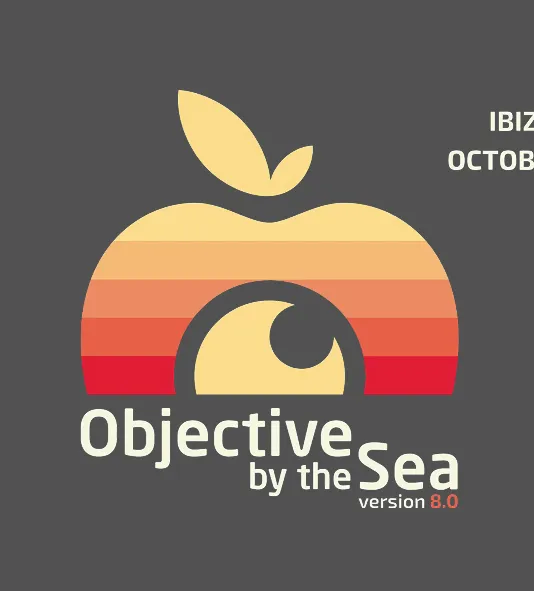 Logo of stylized orange apple with a sea wave inside and text 'Objective by the Sea version 8.0'.