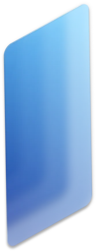 Blue smartphone screen with rounded corners and angled top-left edge.