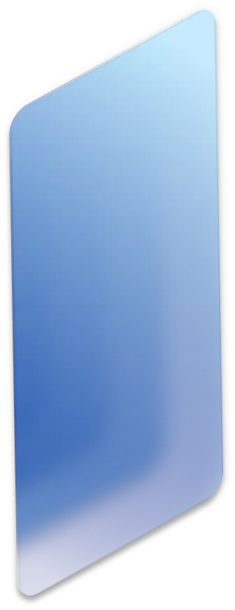 Smartphone with rounded corners and gradient blue screen viewed at an angle