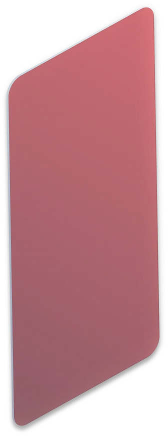 Red card with rounded corners and a slight 3D shadow effect on a white background.