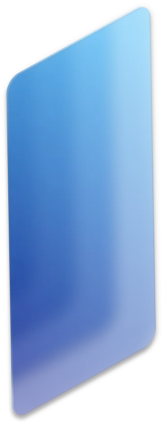 Blue gradient rounded rectangle shape with a shadow, angled and isolated on a transparent background.
