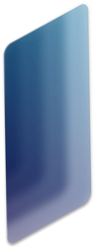 Tall blue gradient rounded rectangle with a slight right tilt and rounded corners.