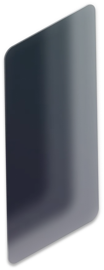 Slim black rounded-edge smartphone shown in a vertical angled view with a dark screen.