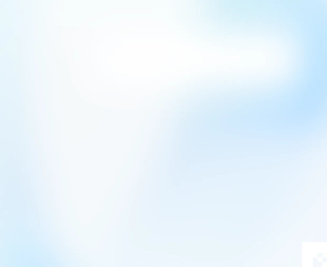 Soft gradient background with light blue and white blurred shapes.