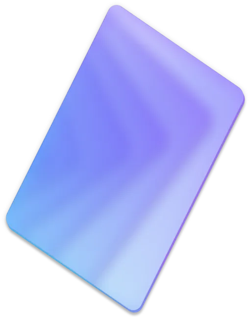 Rectangular, rounded-edge glass sheet with a blue to purple gradient tint.