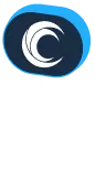 White crescent moon shape inside a dark blue circle with a light blue edging.