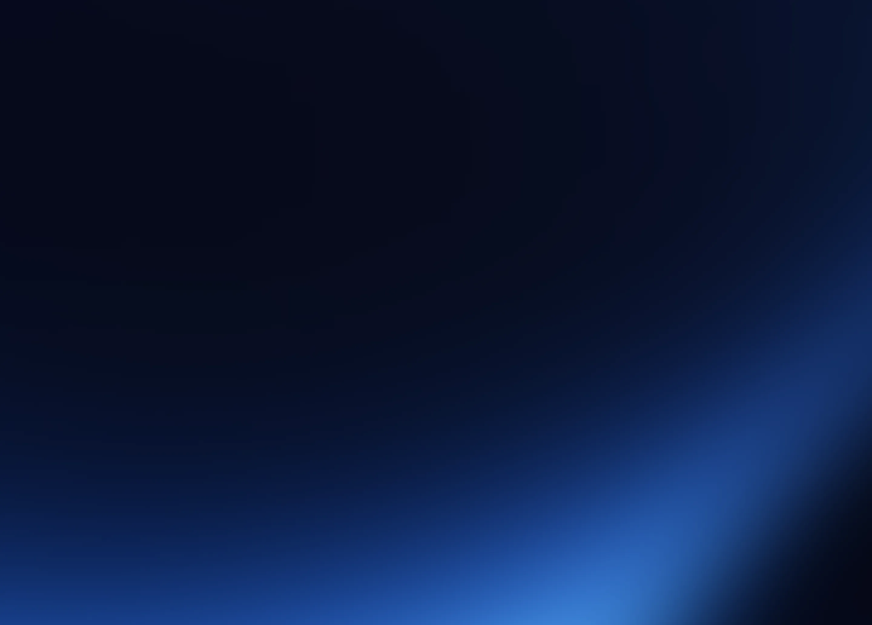 Dark blue and black gradient background with smooth light blue curved highlight on bottom right.
