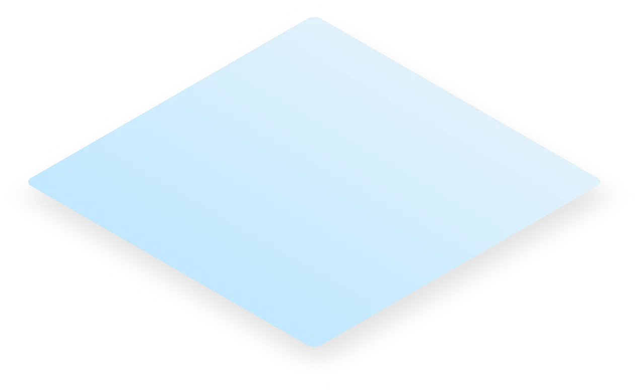 Light blue diamond shape with a soft shadow on a transparent background.