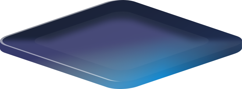 Blue gradient diamond shape with layered translucent rounded edges on a black background.