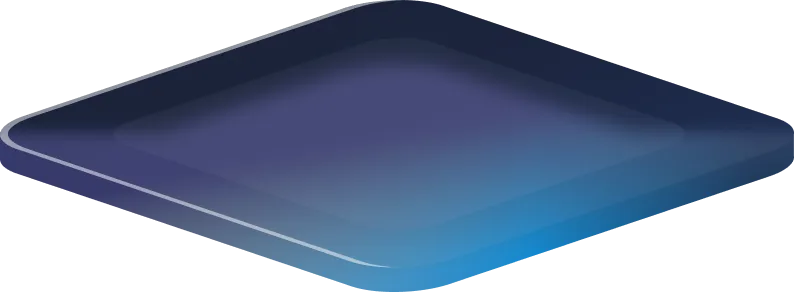 Blue gradient diamond shape with layered translucent rounded edges on a black background.