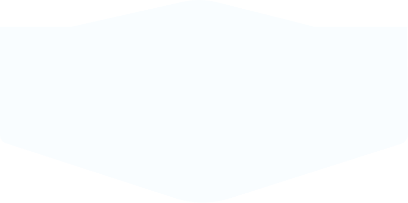 Blue abstract shape with a wide top narrowing toward the bottom in a smooth curve.