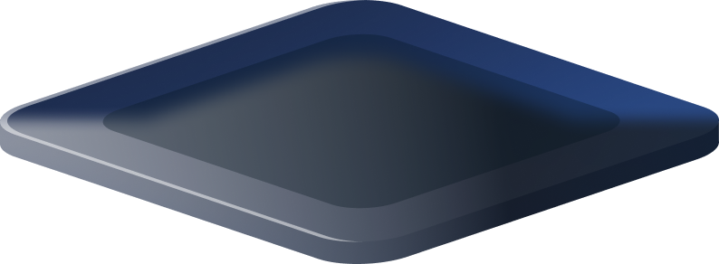 Dark blue square platform with rounded edges and a recessed center.