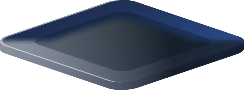 Dark blue square platform with rounded edges and a recessed center.