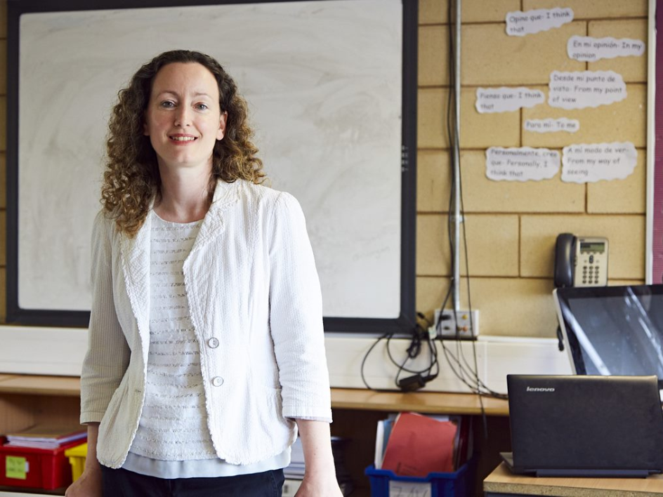 Now Teach website carousel image showing a teacher or career-changer in a school setting.