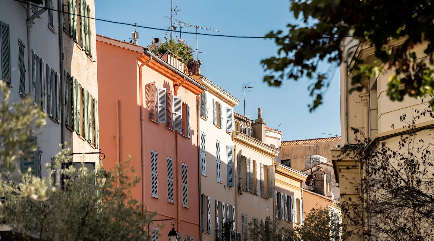 Urban environment around Lepoussin Hotel in Cannes.