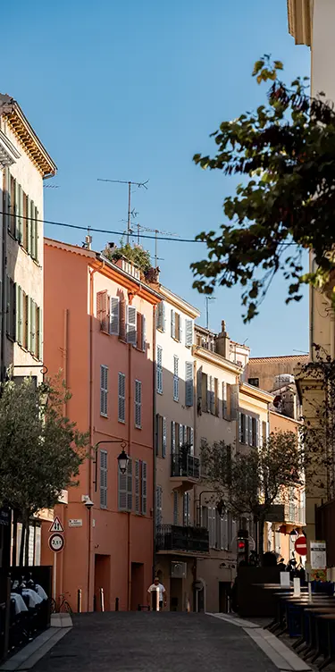 Urban environment around Lepoussin Hotel in Cannes.