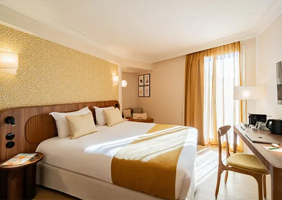 Comfort room at Hotel Lepoussin in Cannes.