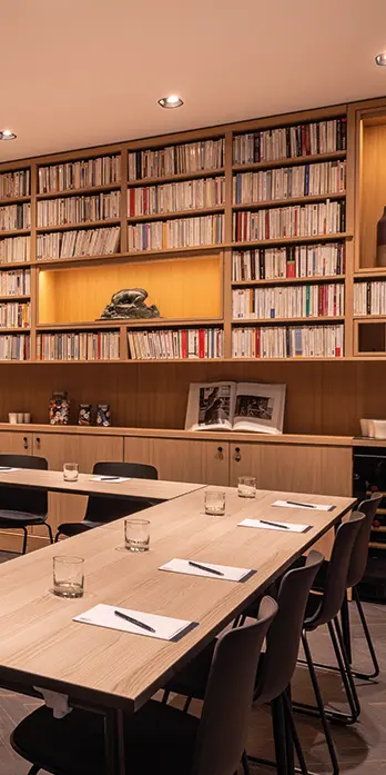 Modern seminar room arranged for business meetings at Square Louvois Paris