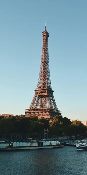Scenic view of the Eiffel Tower and the Seine River in Paris