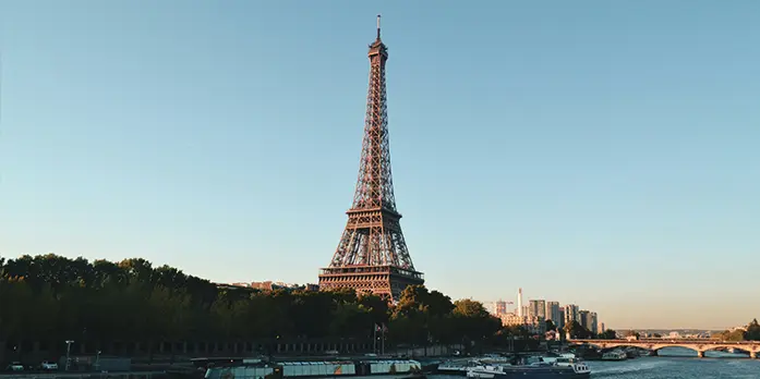 Scenic view of the Eiffel Tower and the Seine River in Paris