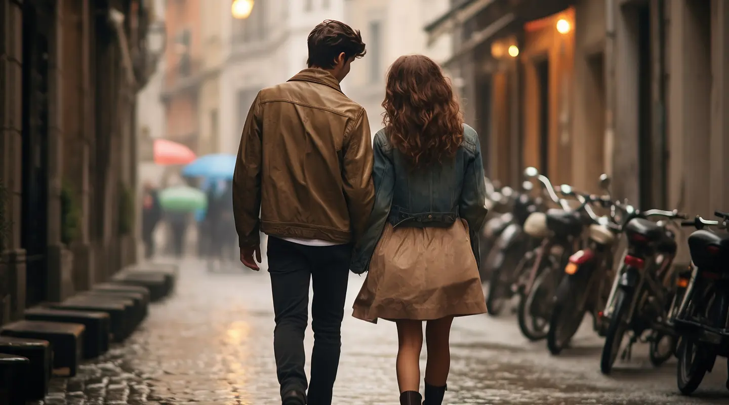 Couple main dans la main dans une ruelle typique de Paris