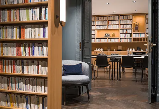 Entrance to the seminar room of the Square Louvois hotel in Paris