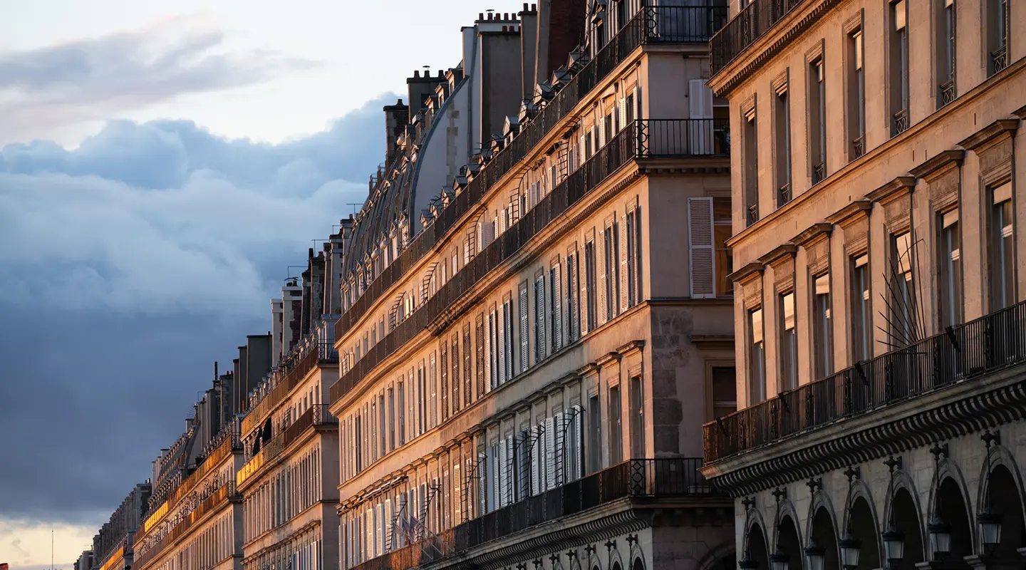 Buildings in Paris near the Square Louvois hotel