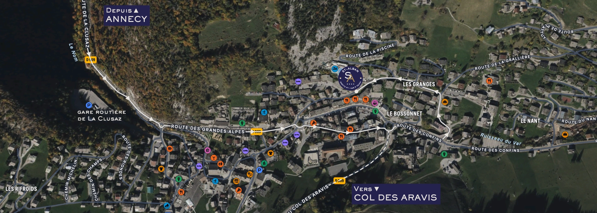Plan d'accès à l'hôtel St-Alban à La Clusaz