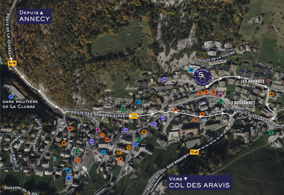 Plan d'accès à l'hôtel St-Alban à La Clusaz