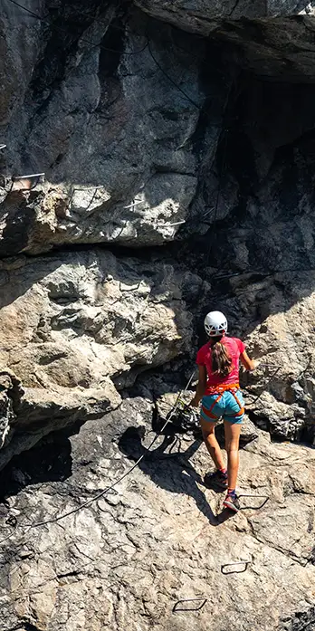 Person on via ferrata La Clusaz