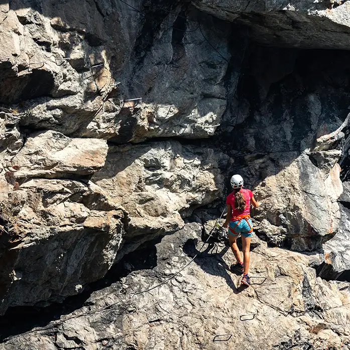 Person on via ferrata La Clusaz