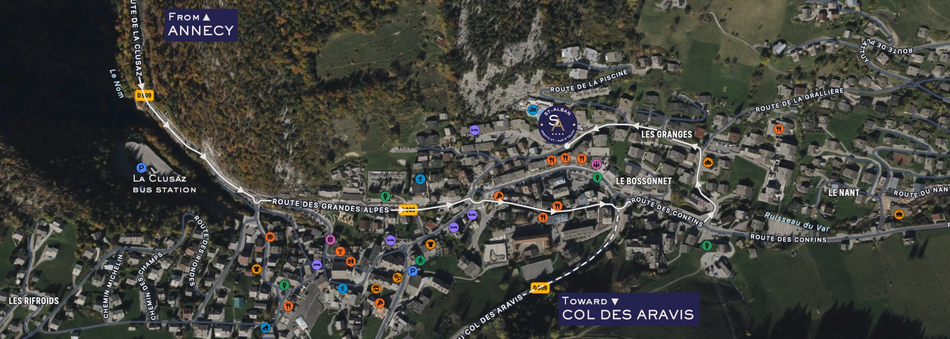 Access map to the St-Alban hotel in La Clusaz
