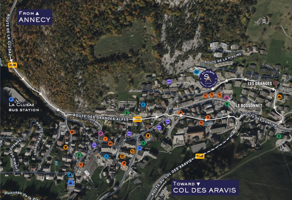Access map to the St-Alban hotel in La Clusaz