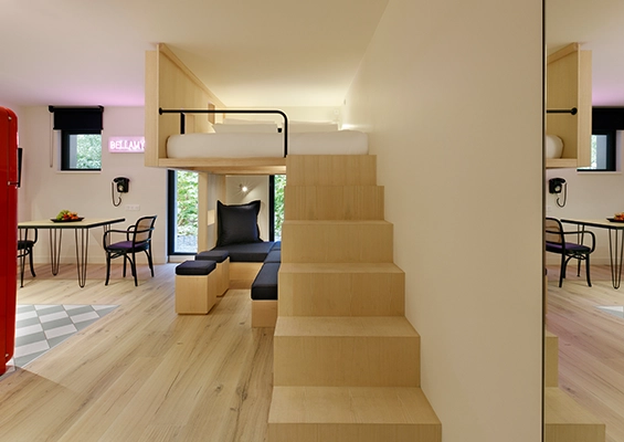 Bellamy mezzanine studio bed view