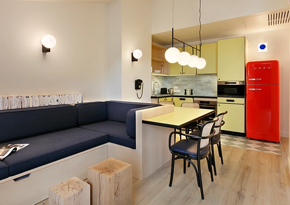 2 room apartment with terrace Bellamy kitchen living room