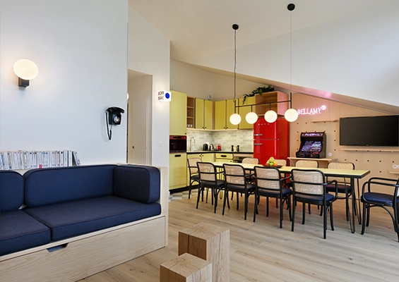 4-room apartment with terrace Bellamy living room kitchen