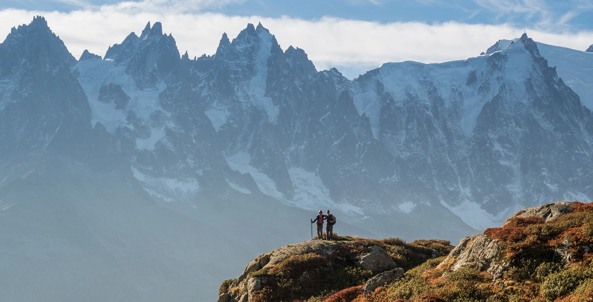 Mountain with two hikers in Chamonix