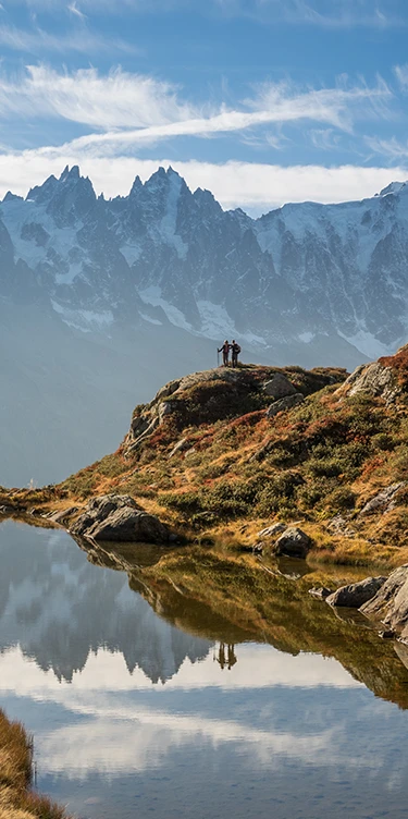 Mountain with two hikers in Chamonix