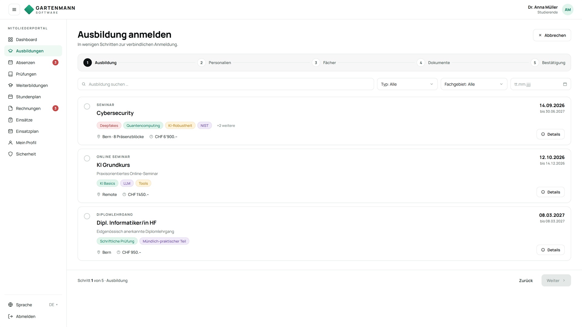 Online-Anmeldeformular für einen Kurs in djooze.academy Kursbuchung
