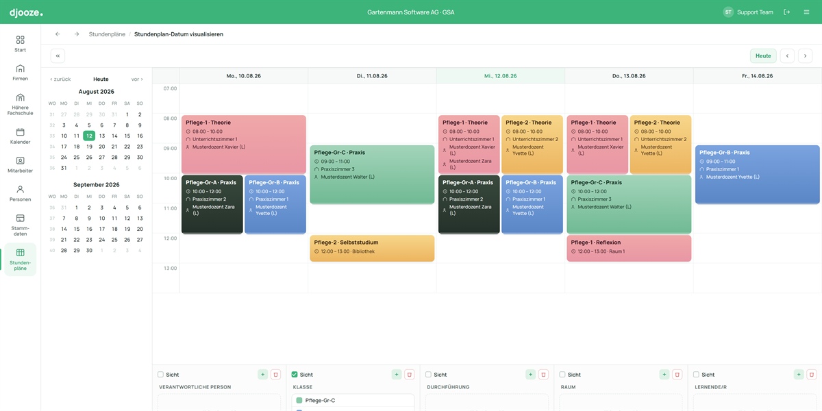 Stundenplan-Bearbeitung per Drag & Drop in djooze.academy – Änderungen werden automatisch aktualisiert