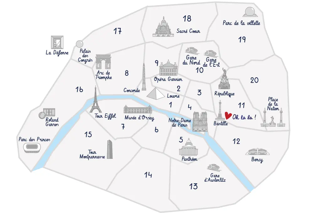 plan de paris et les différents monuments