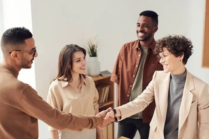 Gruppe Menschen Handschlag Business