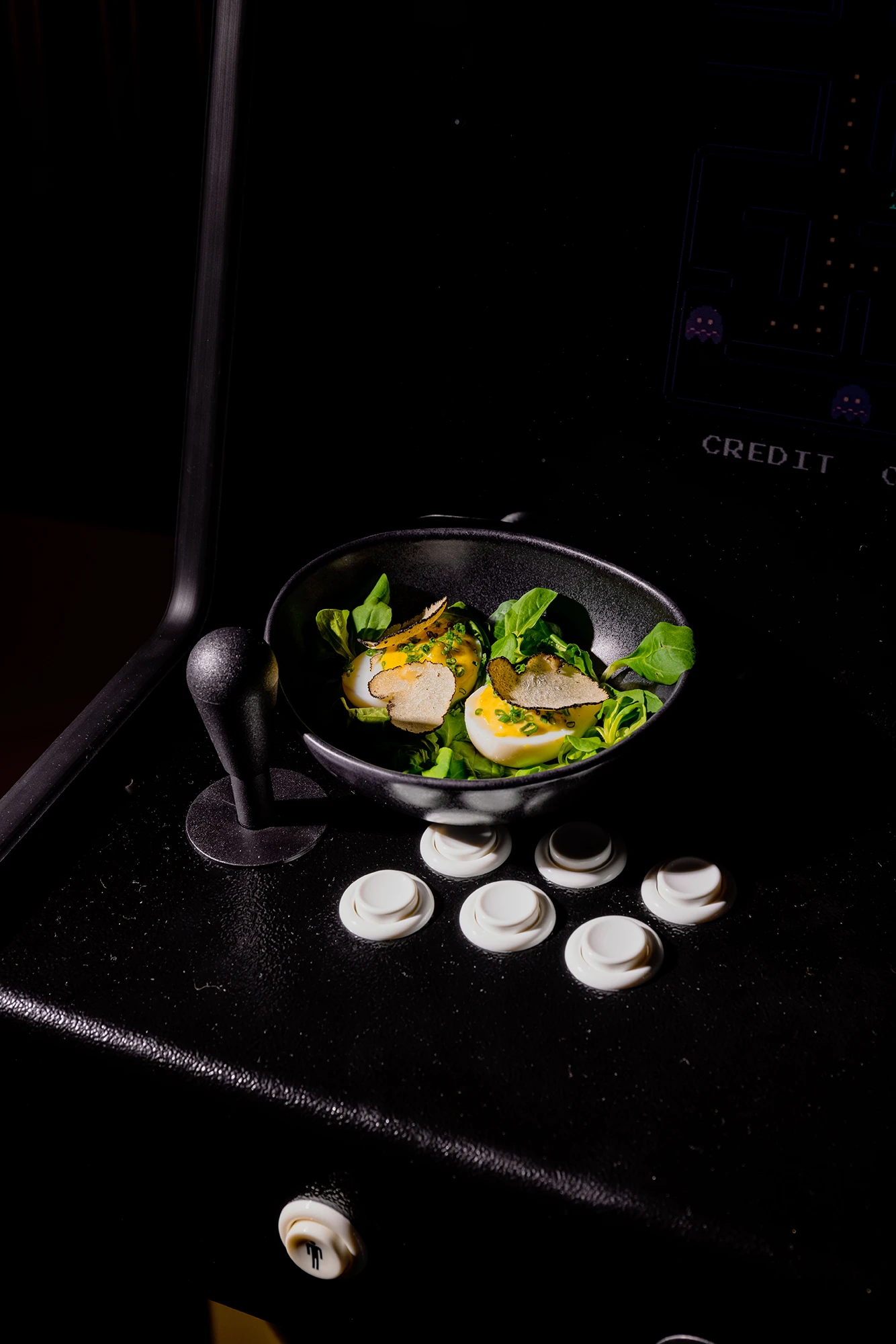 Gala Gala fine dining dish on a black plate
