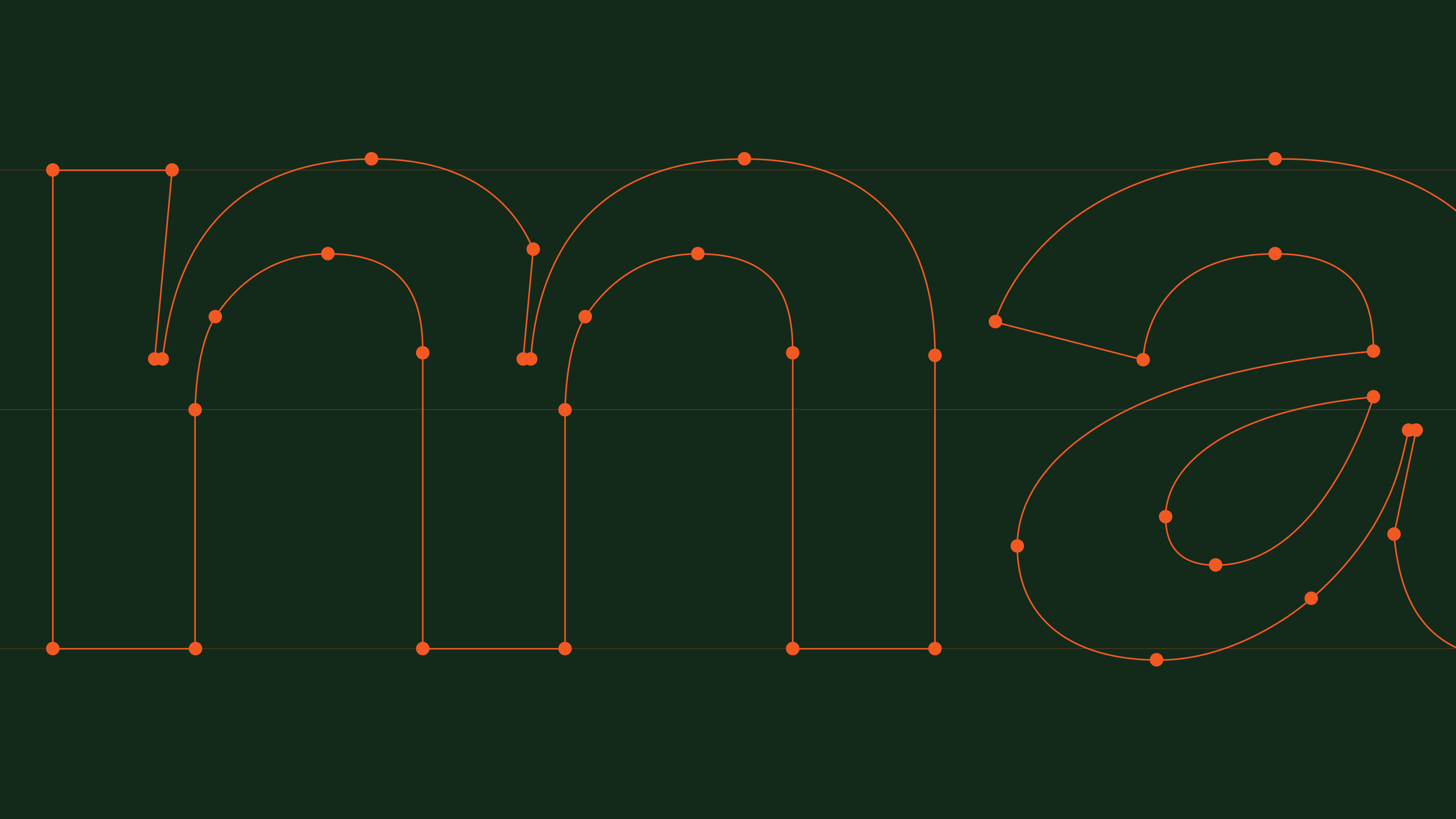 Bezier curve construction of the Bicuda Sans custom typeface for Maria Bicuda