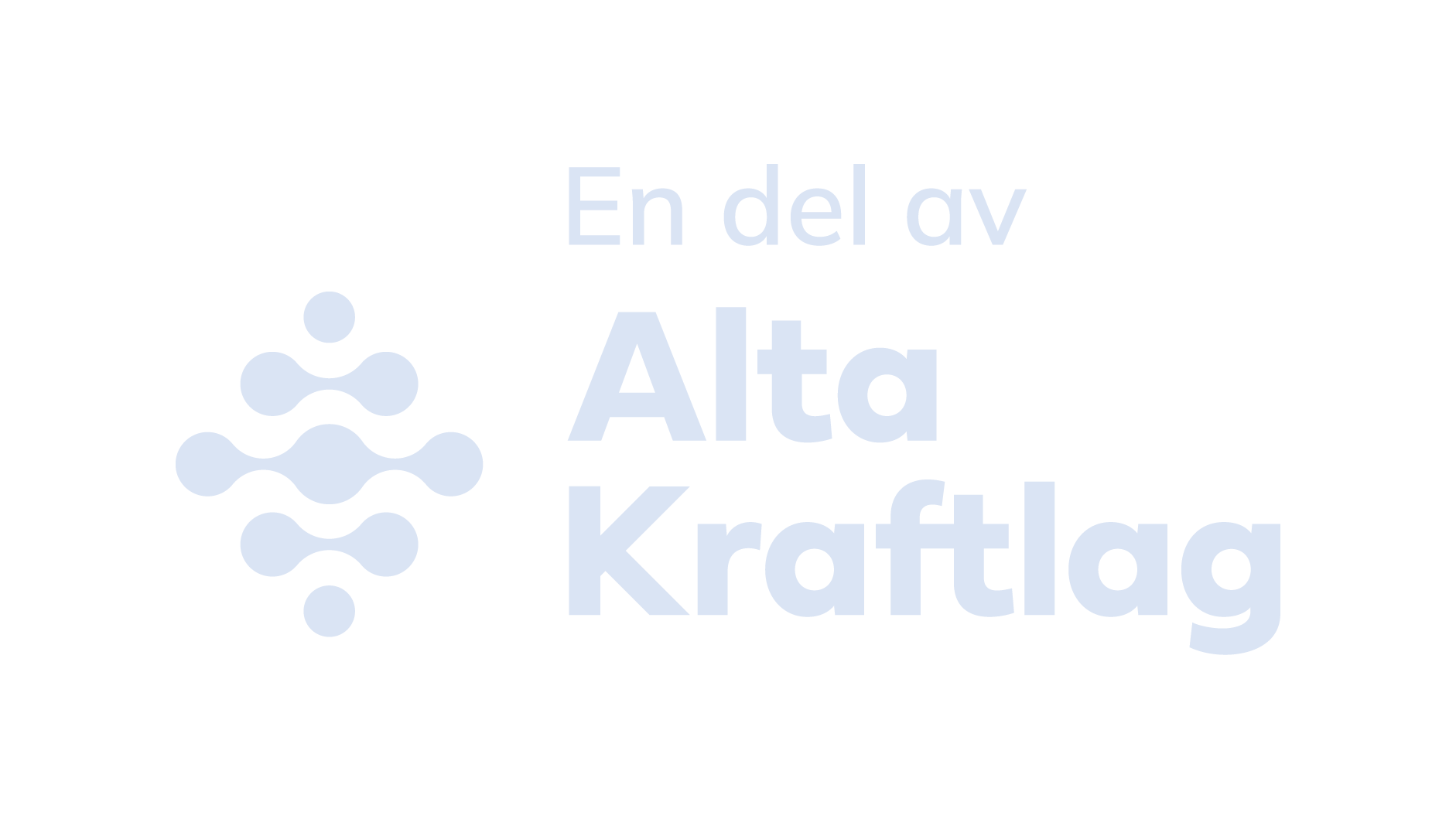 Logo bestående av symbol med sirkler og bølgende linjer ved siden av teksten «En del av Alta Kraftlag» på lys bakgrunn.
