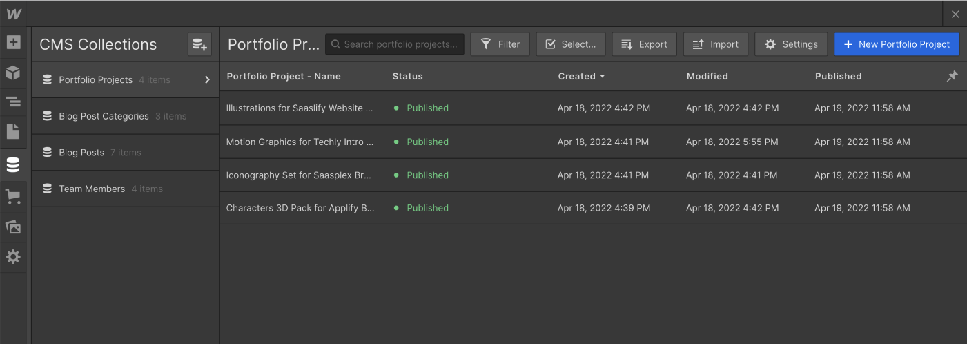 CMS Collection - Designroom X Webflow Template