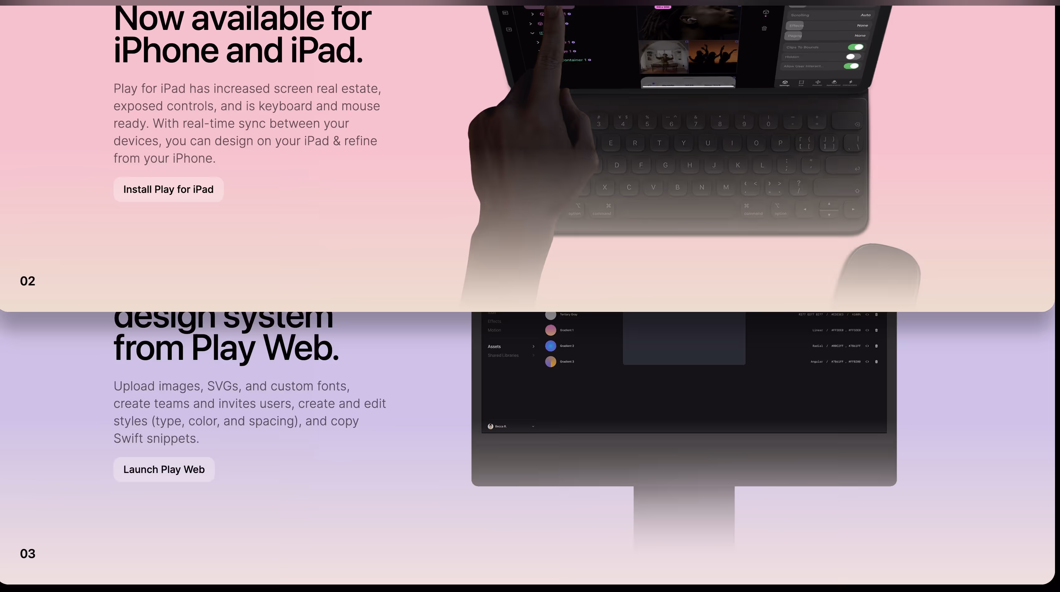 Screenshot Webflow Animation auf createwithplay.com