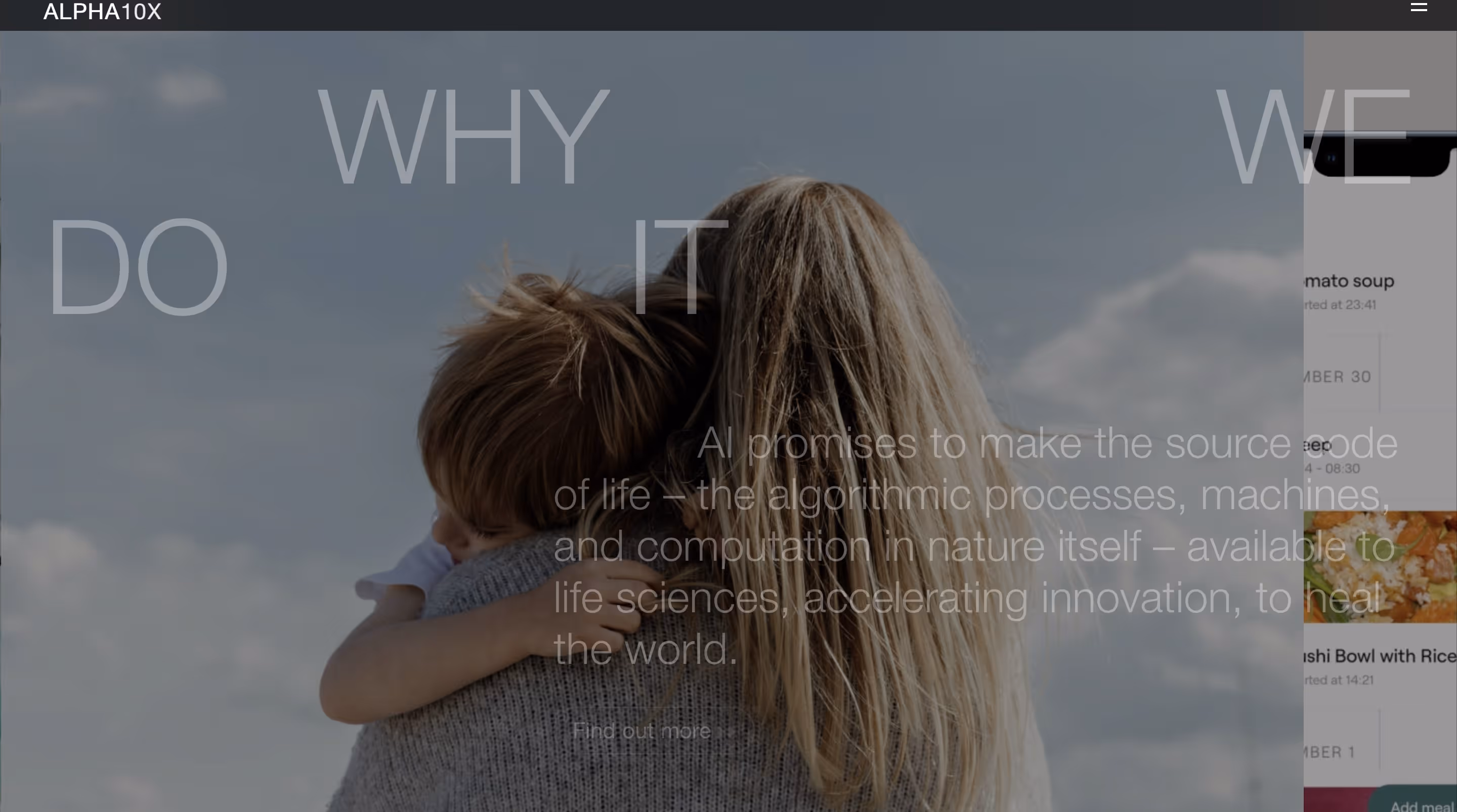Screenshot einer Scroll Animation auf der Agentur Website Alpha 10 X