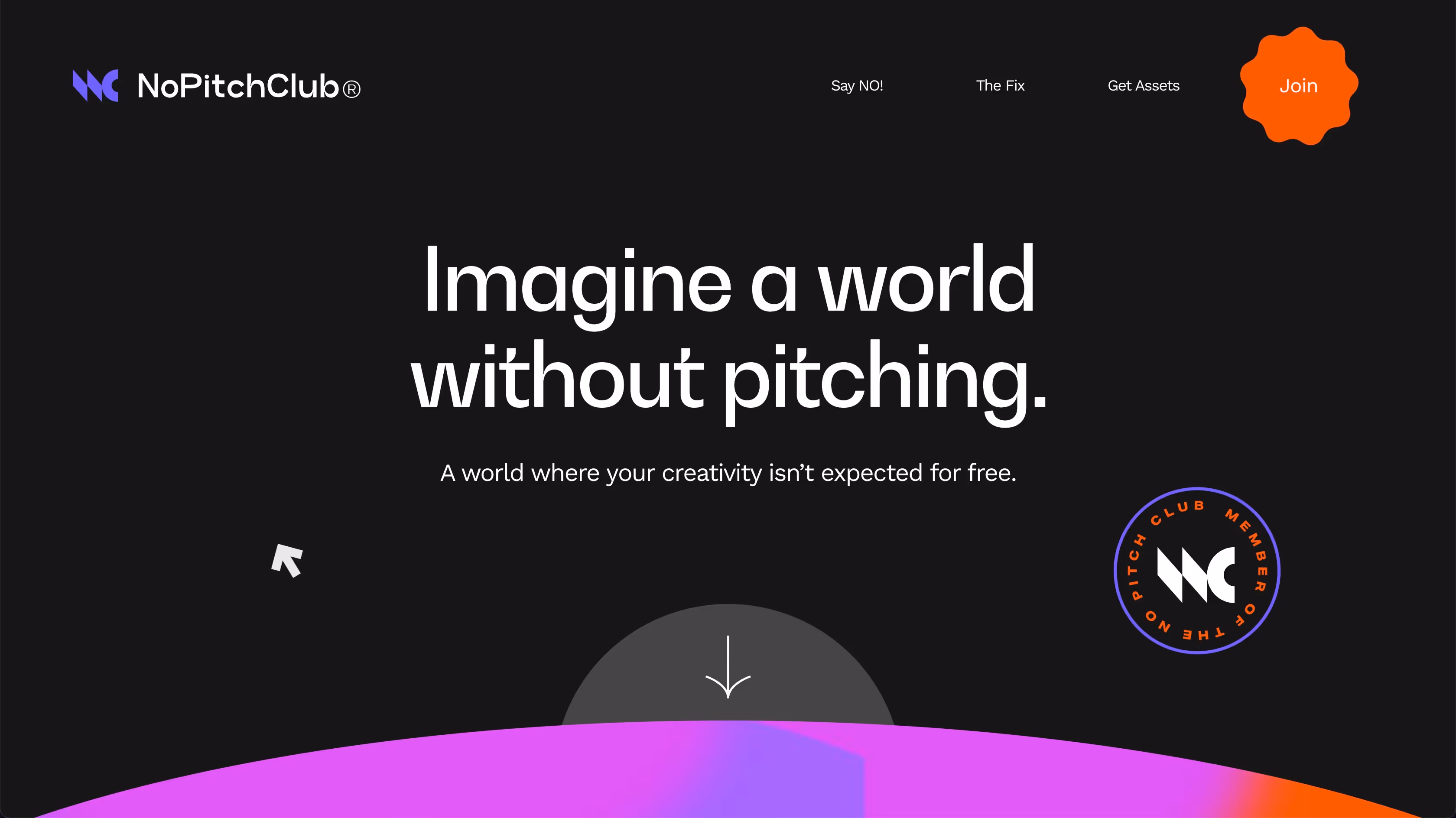 Screenshot von der No Pitch Club Website