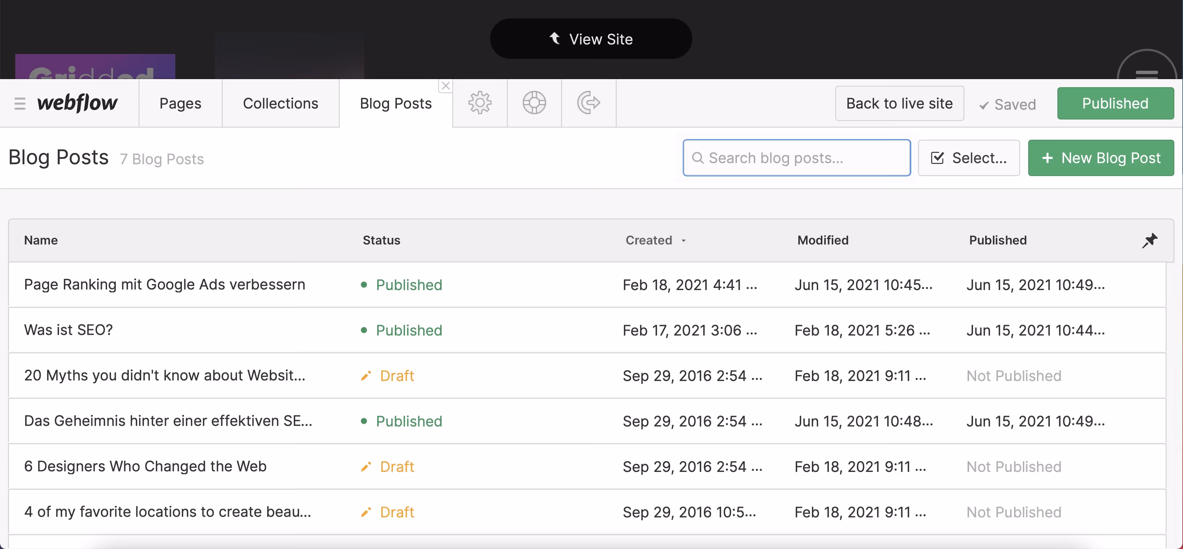 Neue CMS Inhalte im Webflow Editor anlegen